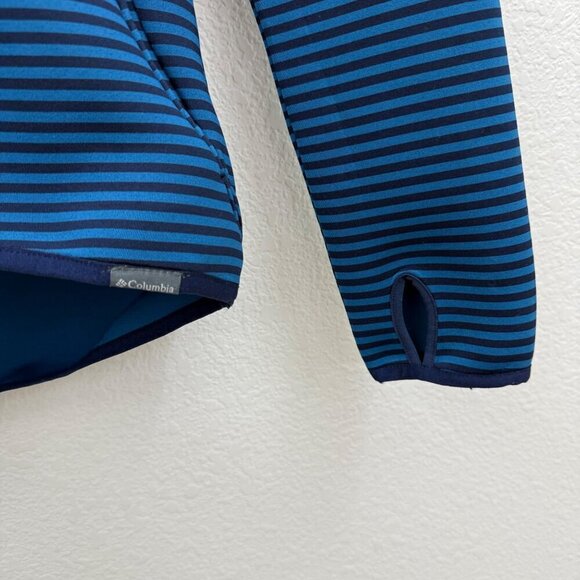 Columbia Castella Peak Blue Striped Omni Wick Pullover Hoodie AL1745 Women Small - Picture 5 of 7